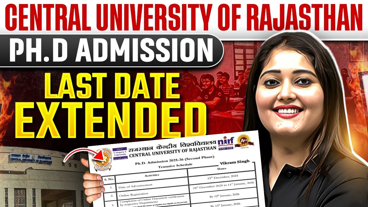 Central University of Rajasthan Ph.D Admission 2026 | Central University of Rajasthan Last Date 2025