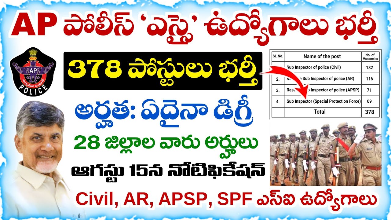 AP పోలీసు శాఖలో 378 'ఎస్సై' ఉద్యోగాలు భర్తీ | APSLPRB SI Recruitment Notification 2026 details