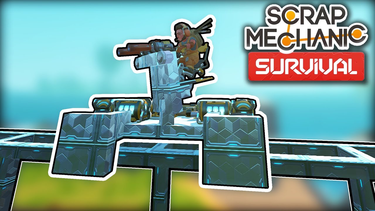 I Built a Rail Mounted Turret for Defending the Base! (Scrap Mechanic Survival Ep.28)