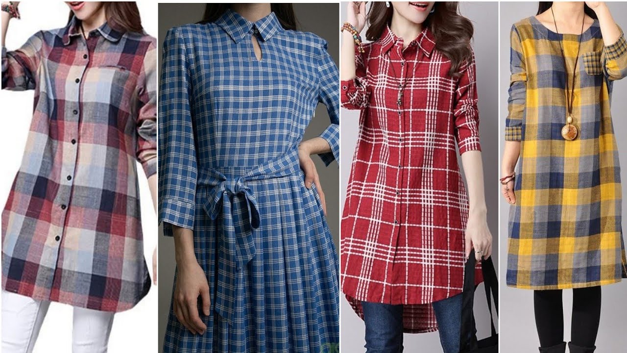 Top Stylish Casual wear check print kurti/frocks/tops designs 2022