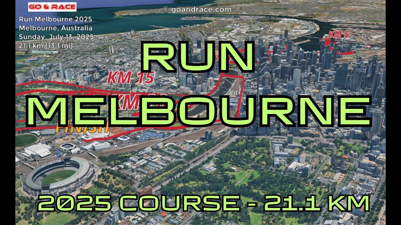 Run Melbourne 2025: fly over the half-marathon course! Video of the race path.