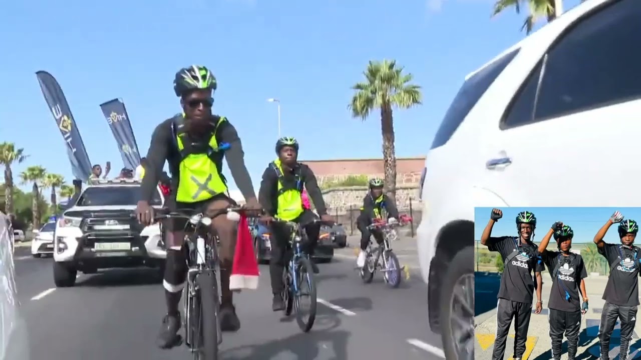 Gauta BMX Cycling Trio Finally Arrived In Cape Town City Centre and Welcomed By Cape Town Mayor