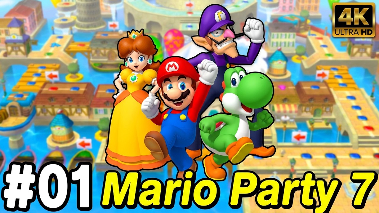 MARIO PARTY 7, Opening Movie and Party Mario vs Dasiy vs Yoshi vs Waluigi #1