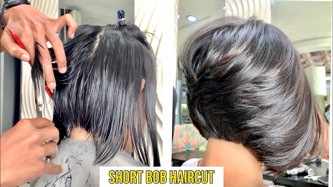 SHORT BOB HAIRCUT | Hair Transformation | Potong rambut bob pendek | DIY | ASMR | Update | hairstyle