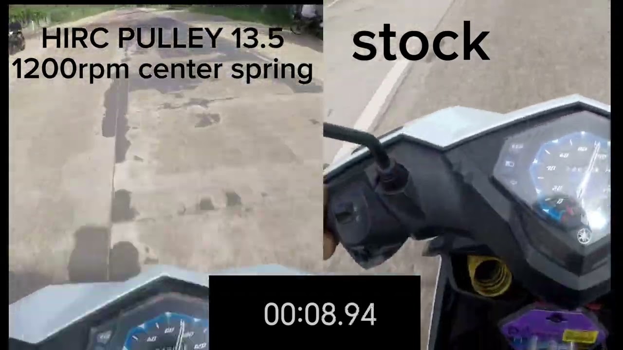 mio i 125  STOCK CVT VS. HIRC PULLEY 1200 CENTER SPRING
