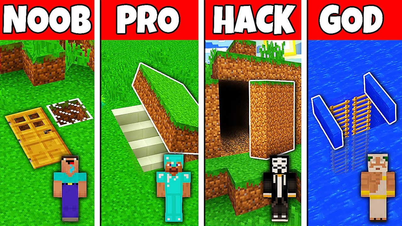 Minecraft Battle: NOOB vs PRO vs HACKER vs GOD SECRET UNDERGROUND HOUSE BUILD CHALLENGE in Minecraft
