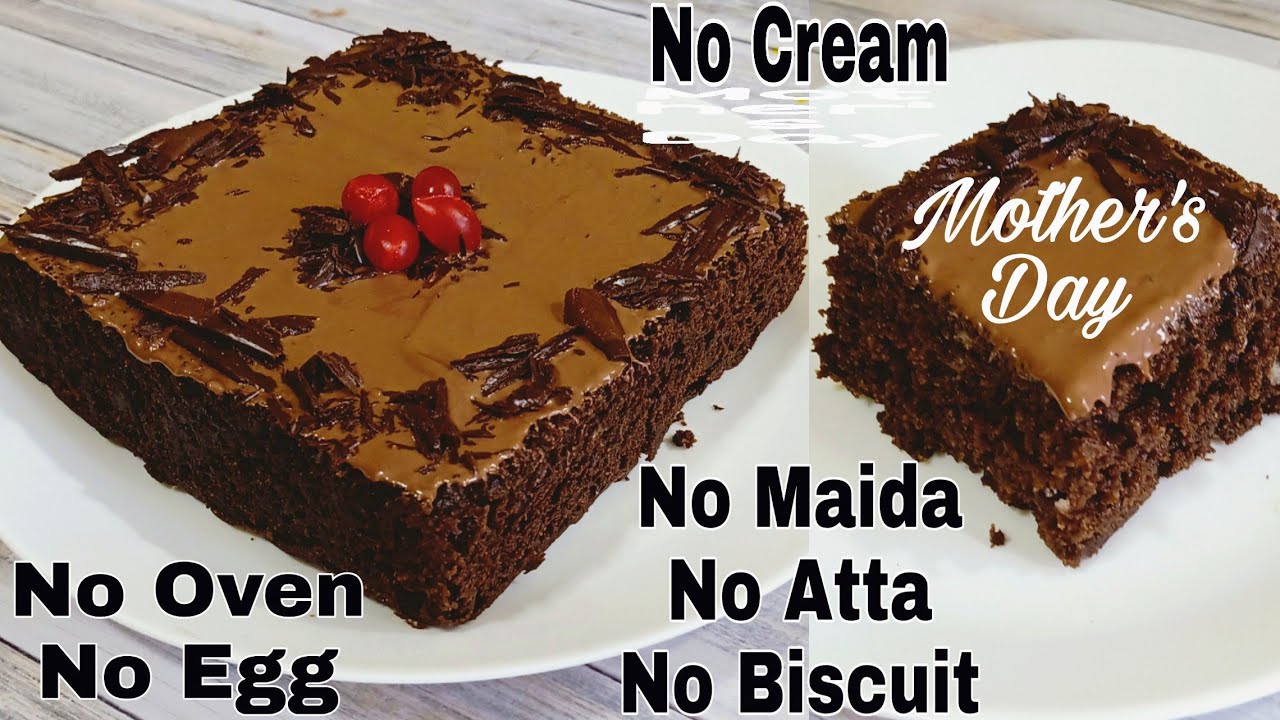 Lock-Down Mother's Day Cake | Eggless Chocolate Cake Without Maida,Biscuits,Atta,Egg,Oven,Cream