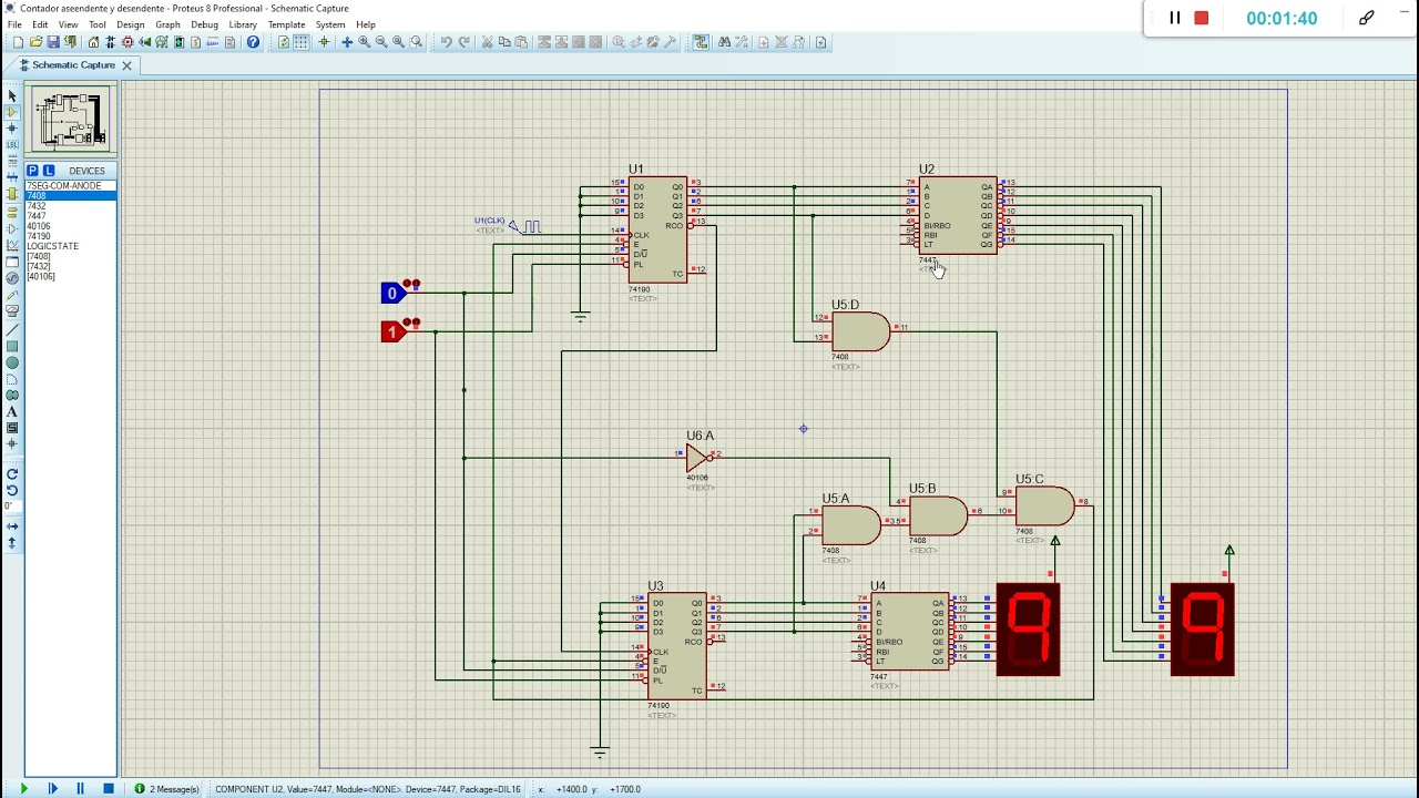 Contador ascendente/descendente 74LS190