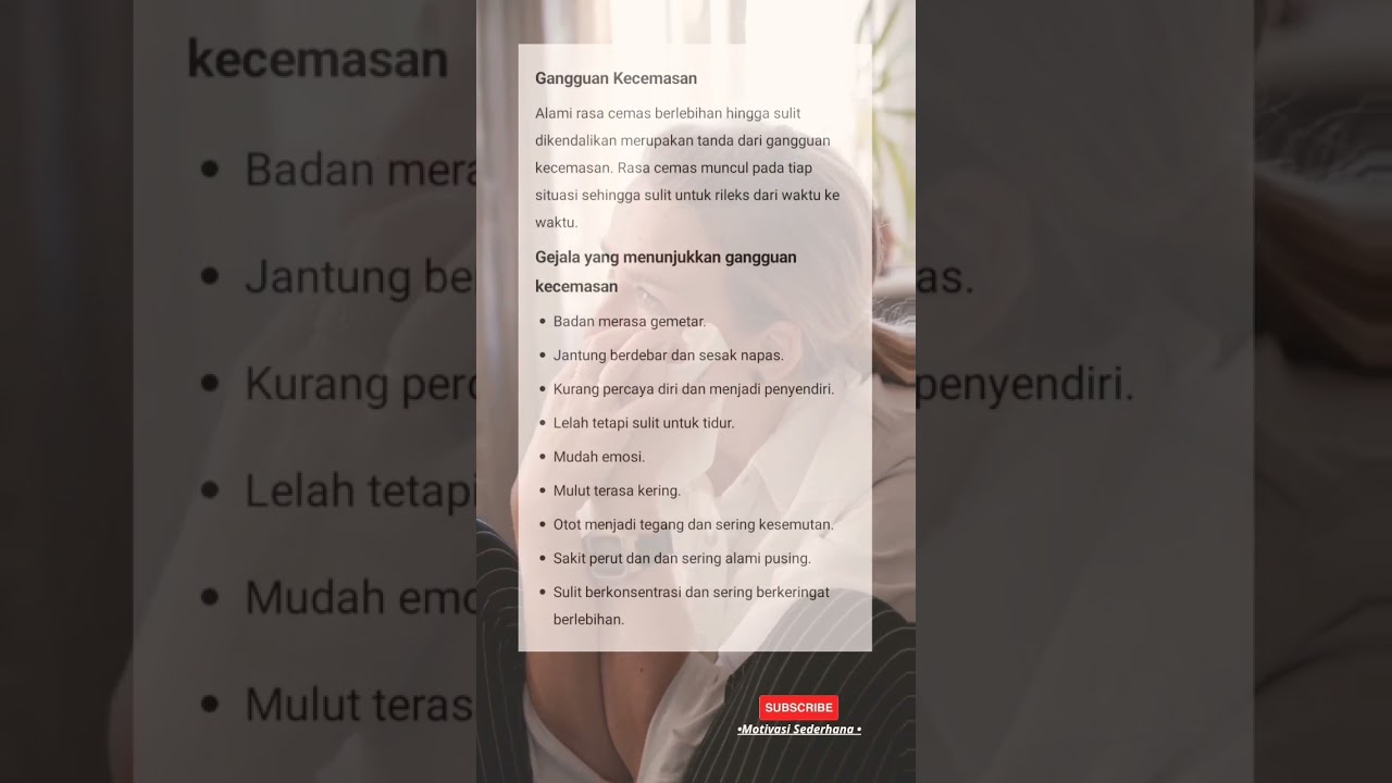 Gejala Gangguan Kecemasan #psikologi #mentalhealth #kesehatan #inspirasi #motivasi #shorts