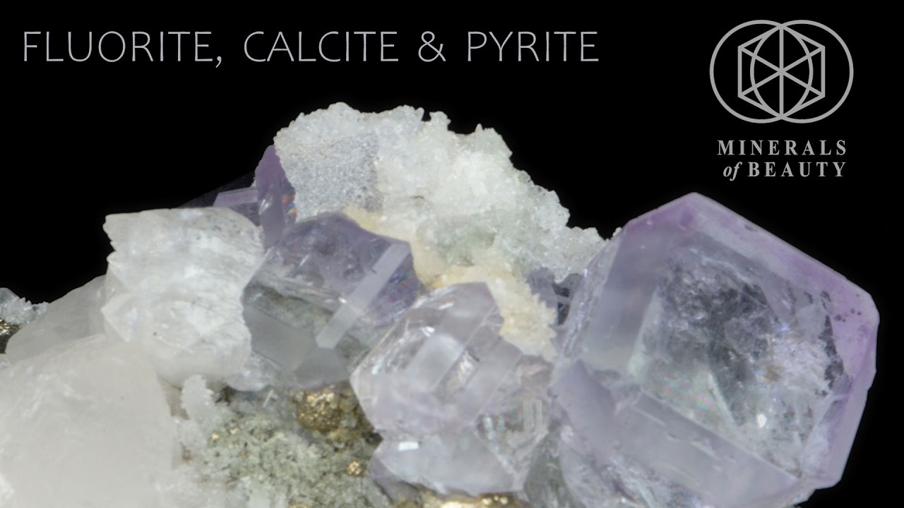 Gemmy Purple Fluorite, Snowy Calcite & Brassy Pyrite from Mexico