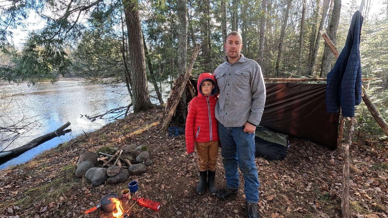 Backwoods River Camping | Shelter Build With My Son