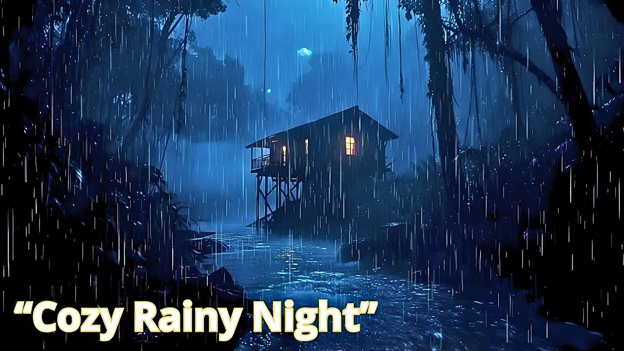 Rainy Forest Cabin Ambience | Cozy Night, Fireplace & Deep Relaxation | Black Screen Sleep Sounds