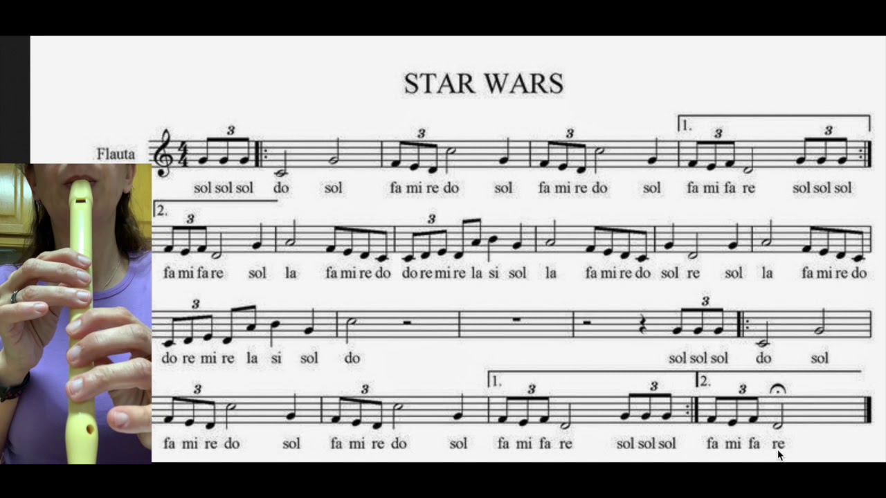 Star Wars con partitura y flauta