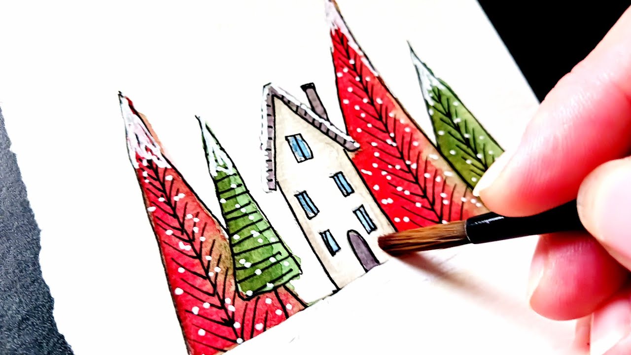 Festive House Scene | Step-by-Step Watercolor Tutorial for Beginners