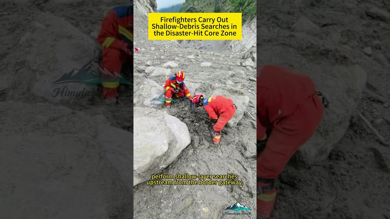 Firefighters Conduct Shallow-Debris Searches in Disaster-Hit Core Zone