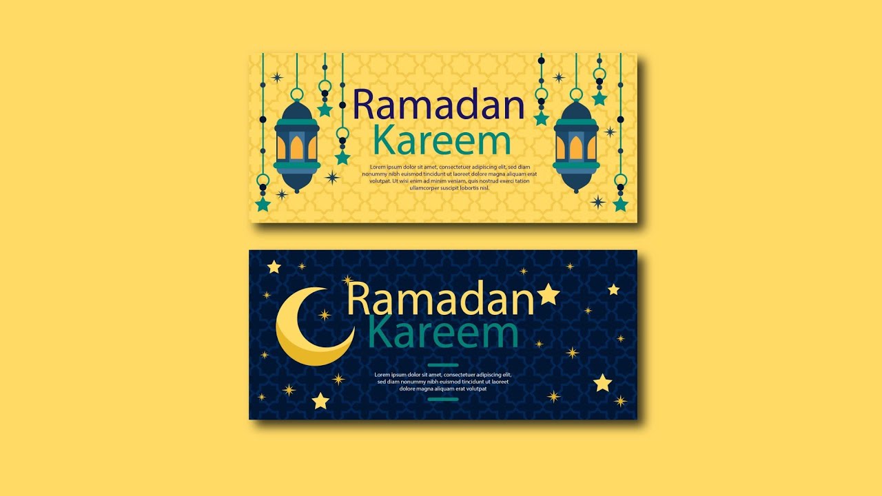 Illustrator tutorial Ramadan mubarak banners design