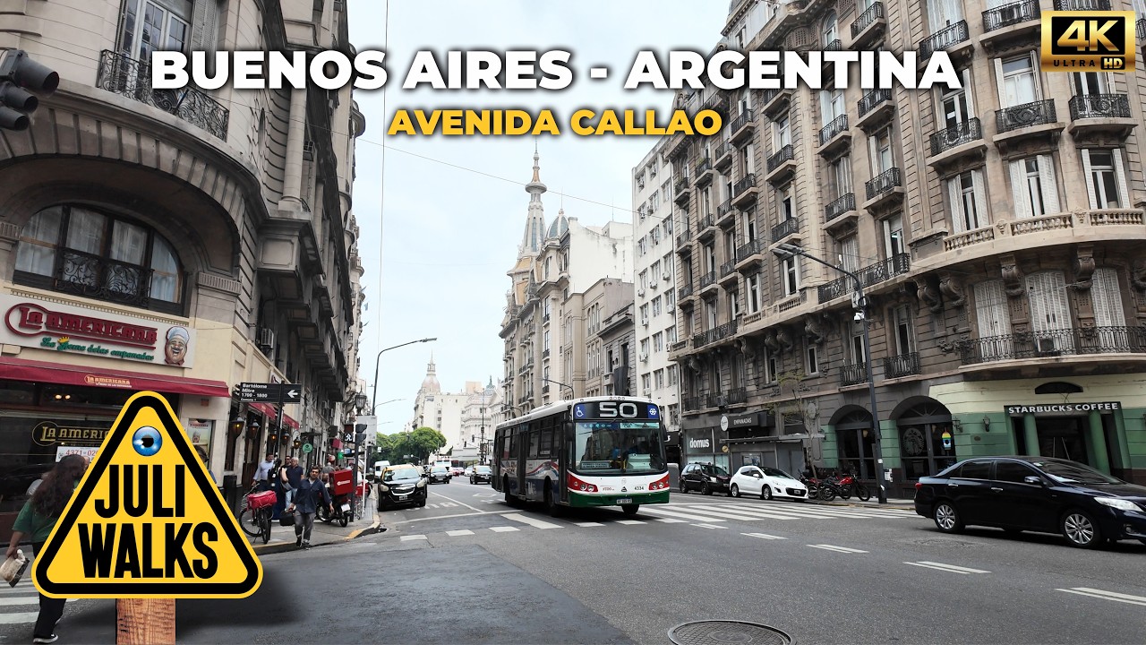 Av. Callao Walk in Recoleta | Cloudy Morning in Buenos Aires 4K - by Julián Pascucci