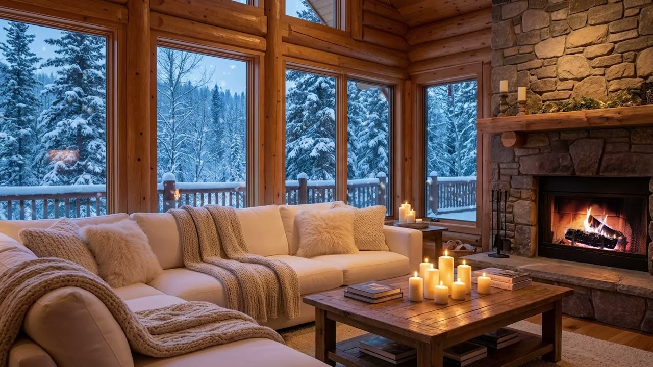 (No Ads) Quiet Piano & Fireplace Ambience for Silent Nights and Mental Rest