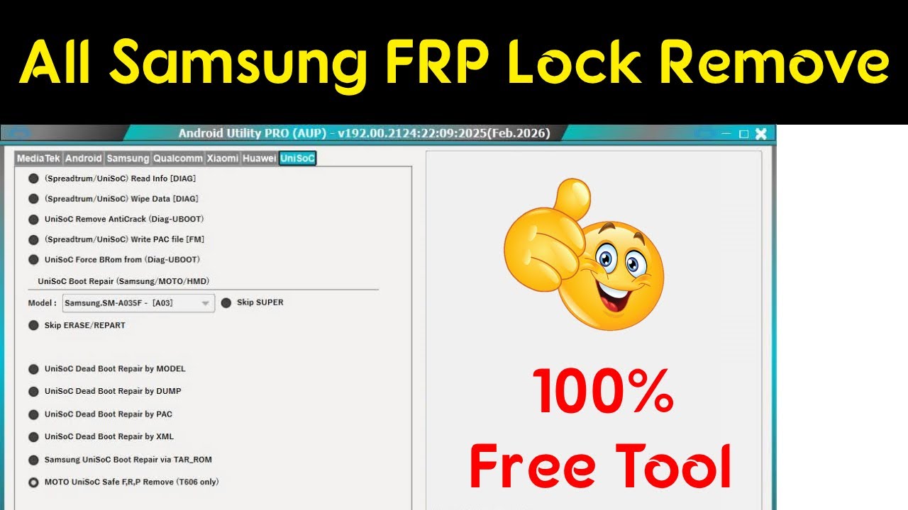 Android Utility Tool V192 New Update - Samsung FRP Tool - All Samsung FRP Lock Remove Free
