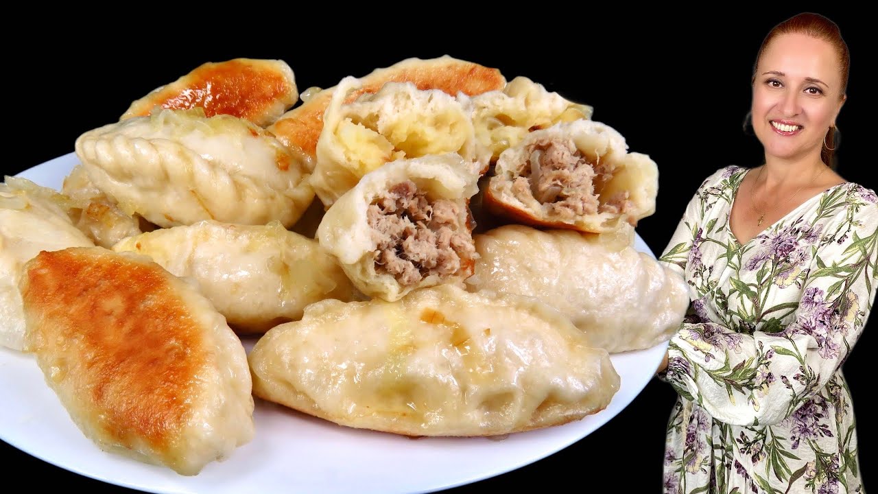 🍒ЧУДО ПИРОЖКИ ВАРЕНИКИ на сковороде без дрожжей и яиц с мясом и картошкой Люда Изи Кук обед ужин