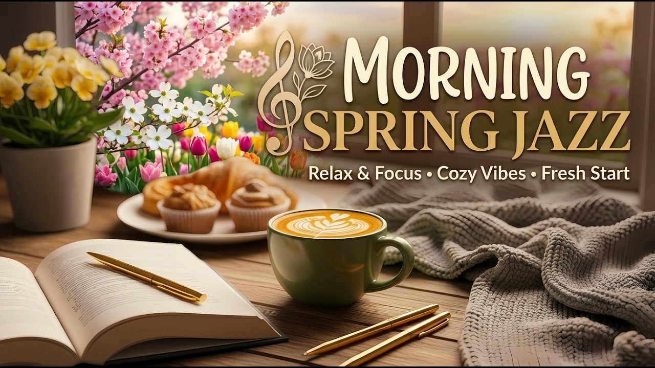 Morning Spring Jazz ~ Relaxing Spring Coffee Shop Ambience for Focus and Positive Energy