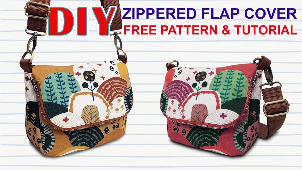 DIY Sling Bag with Zippered Flap Cover - How to make Crossbody Bag - Tutorial Membuat Tas Selempang