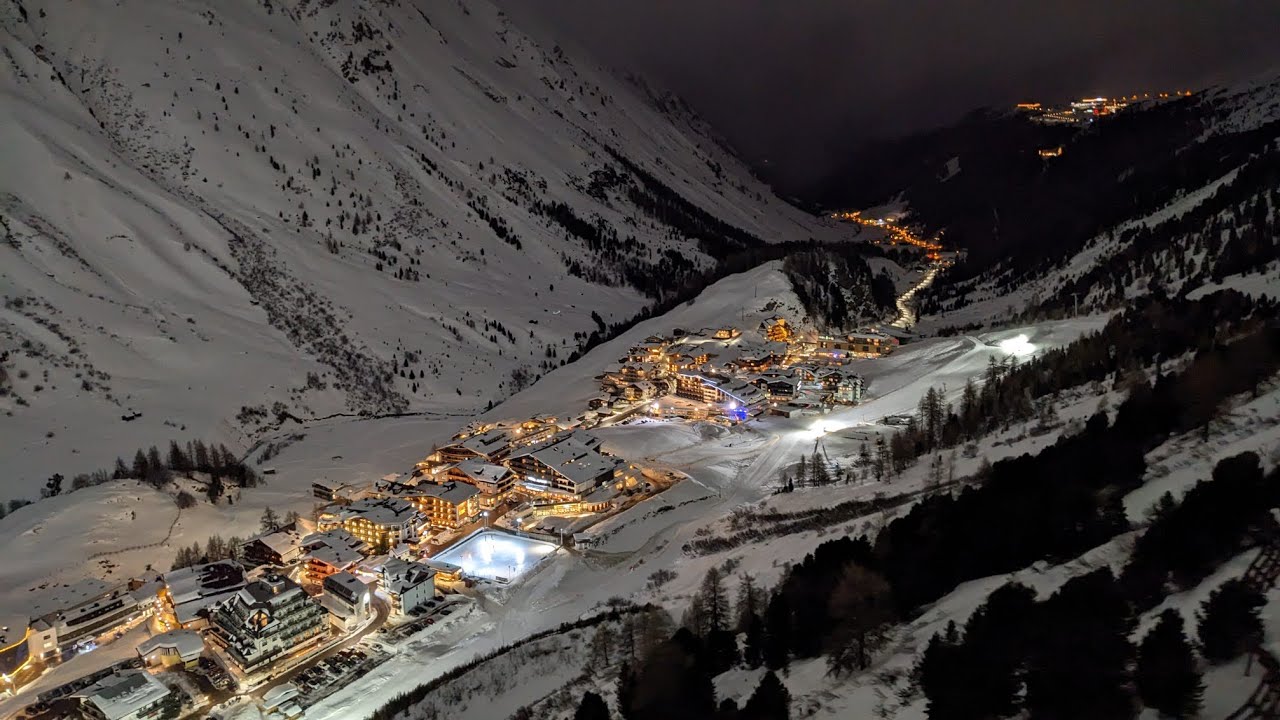 2024 Snowboarding Obergugl by night // Nachtskifahren piste 6 blue 4.2 km