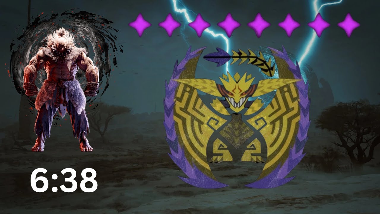 【MHWilds】Akuma vs 8★ Tempered Ray Dau 6:38 | 豪鬼が☆8テンペスト・レイ・ダウを6分で破る