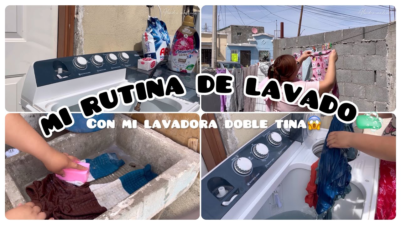 MI RUTINA DE LAVADO+LAVADORA DOBLE TINA+ENAMORADA DE MI LAVADORA😳😍