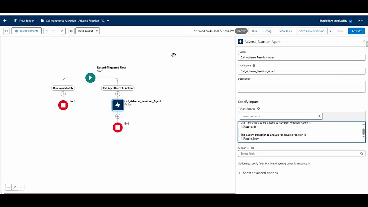 Agentforce - Detecting Drug Reactions from Patient Transcripts