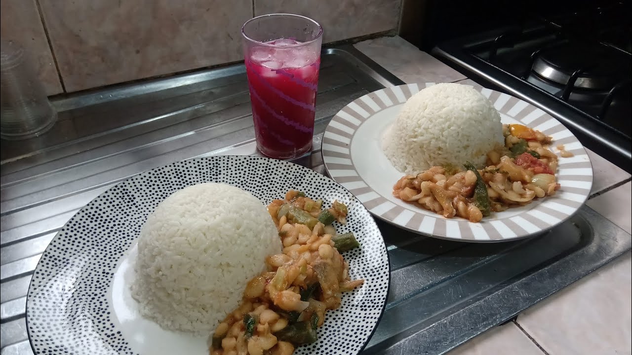 Cooking dinner// salt fish orka  butter bean and white rice and juice