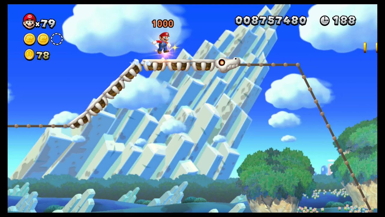 [WiiU] New Super Mario Bros U Mundo Secreto (Senda Superestrella) Nivel 1 (Un recorrido de vértigo)