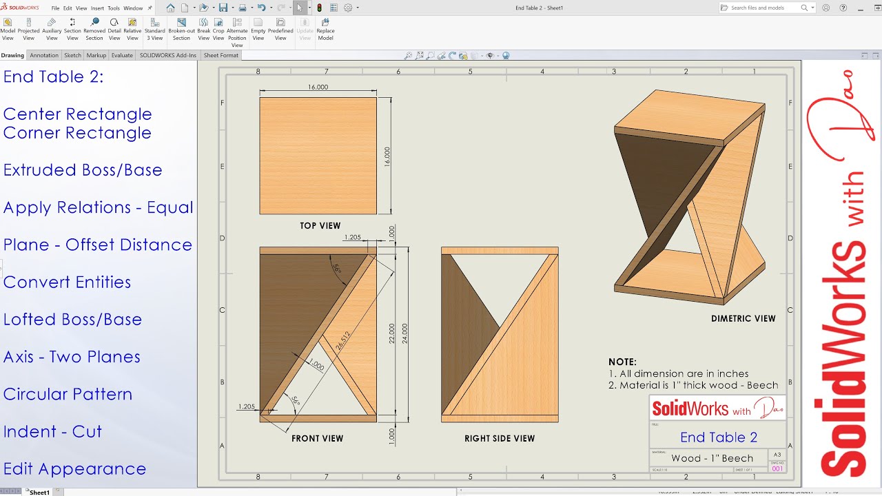 End Table 2 - Design and Tutorial with Solidworks | DIY Furniture