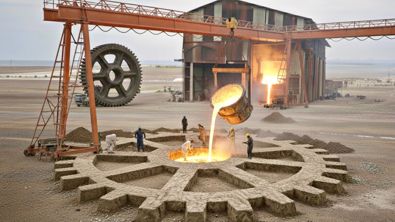 Humanly Impossible! Pakistani Workers Build a Massive Industrial Gear by Hand