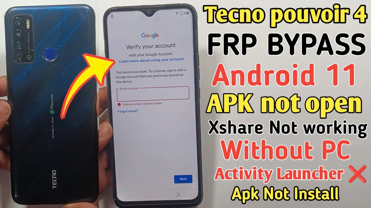 Tecno Pouvoir 4 ( Lc7 ) FRP Bypass Android 11 | ❌No Xshare ❌ apk not opening 2024 Without PC