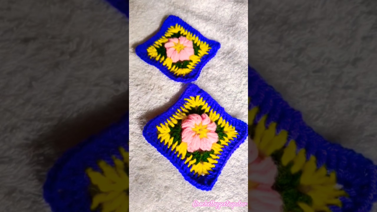 Crochet flower granny square🌸| How to crochet flower granny square| crochet flower| 