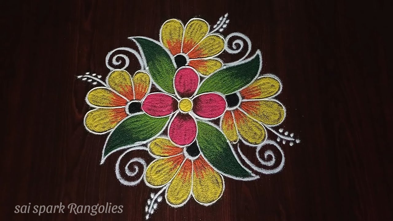 small kolam | simple rangoli | poo kolam | daily rangoli | creative rangoli @saisparkrangolies
