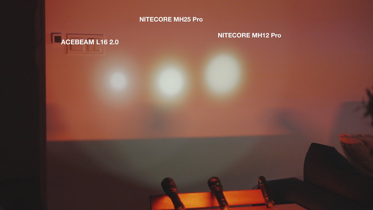 ACEBEAM L16 2.0 vs NITECORE MH25 Pro vs MH12 Pro [BEAMSHOTS REQUEST]