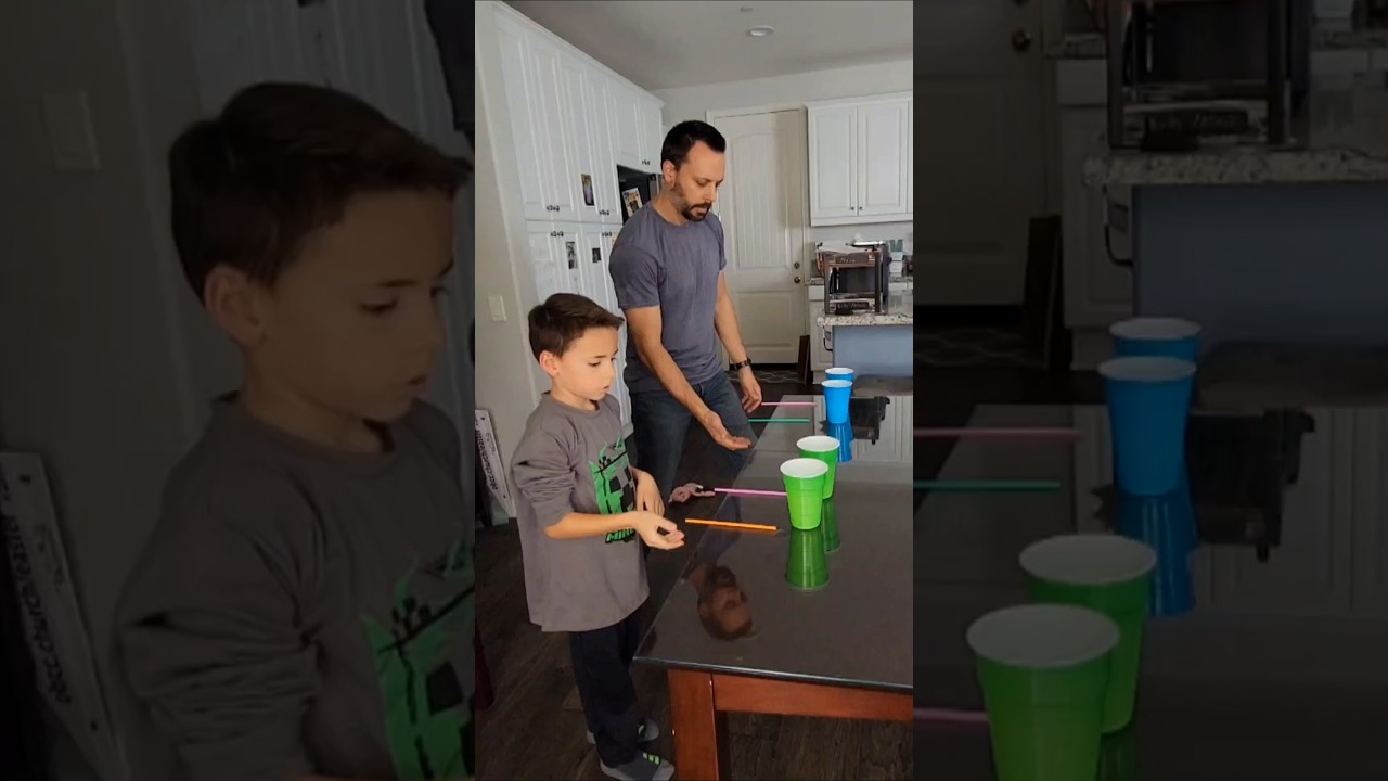 Straw flipping #fungames #familygames #familypartygame  #familygamenight