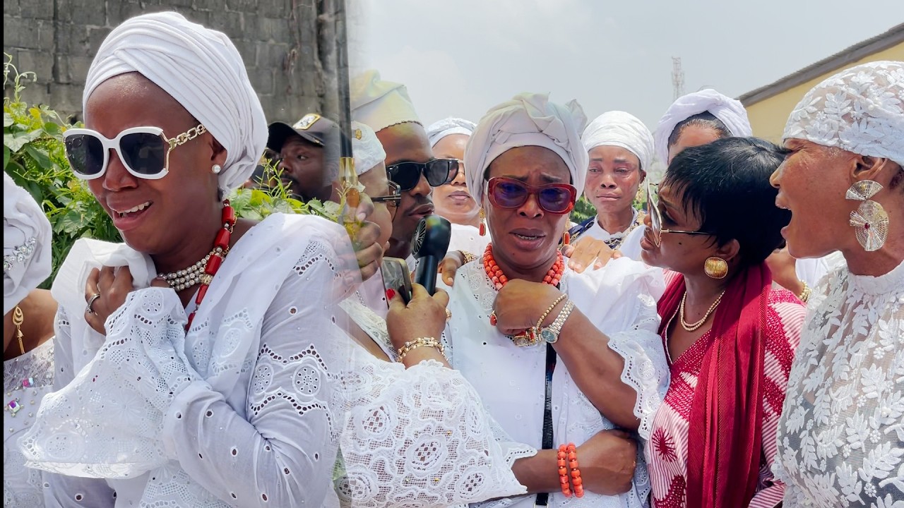 BREAKING: Fathia Balogun COLLAPSES as she performs FINAL RITE for her MUM