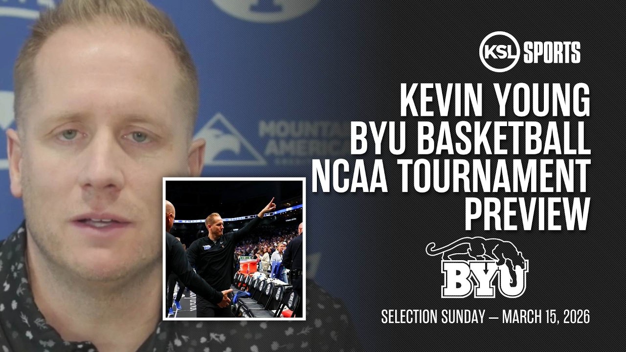 Кевин Янг комментирует жеребьевку баскетбольной команды BYU на турнире NCAA 2026 года.