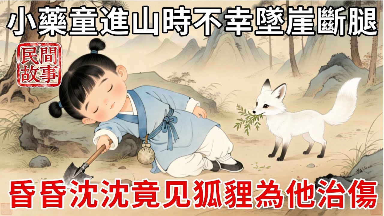 小藥童采藥救了受傷狐貍，次日進山時不幸墜崖斷腿，昏昏沈沈中，竟感覺狐貍在為他治傷！#民間故事 #傳統文化 #原創虛構 #華語有聲書 #槐樹下聽書