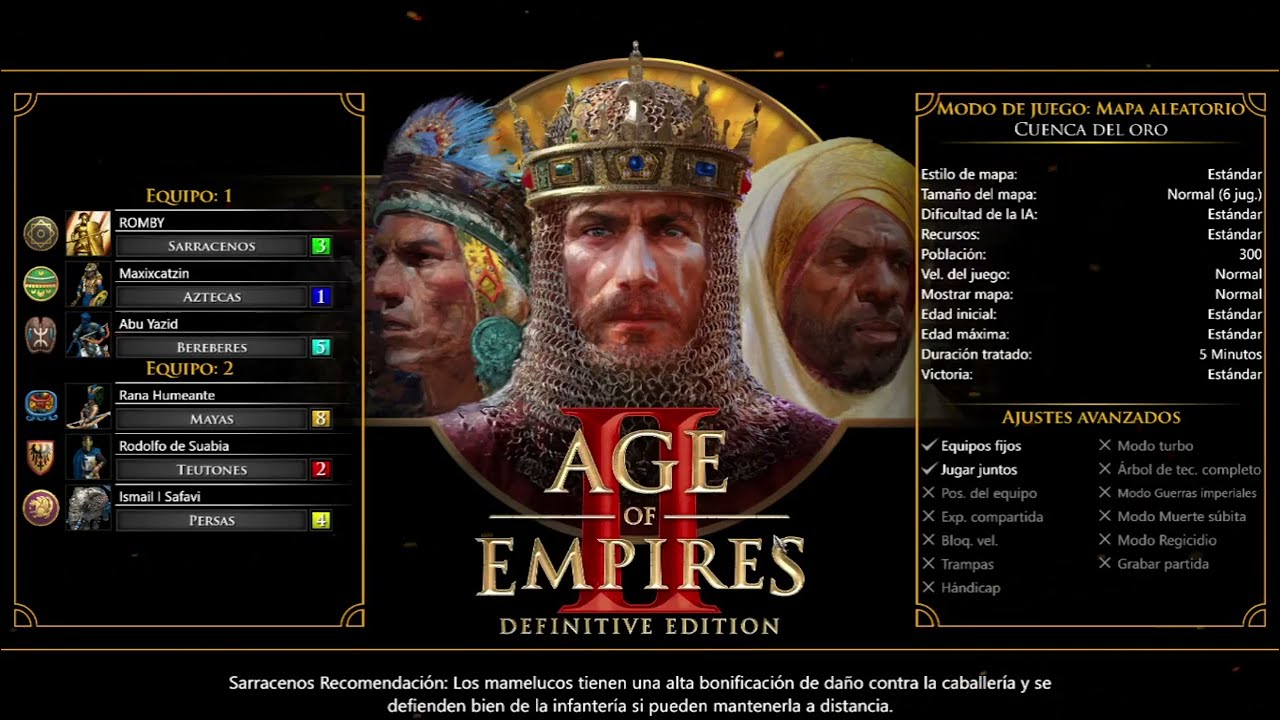 AoE II Partida escaramuza con los Sarracenos 3 vs 3 con IA