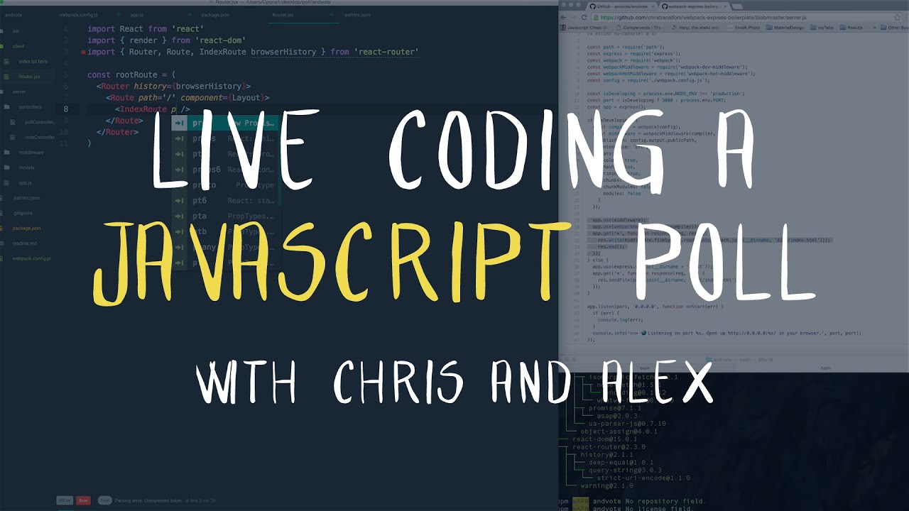 Live Coding a JavaScript Poll App with Chris and Alex (2/2) - Tutorial