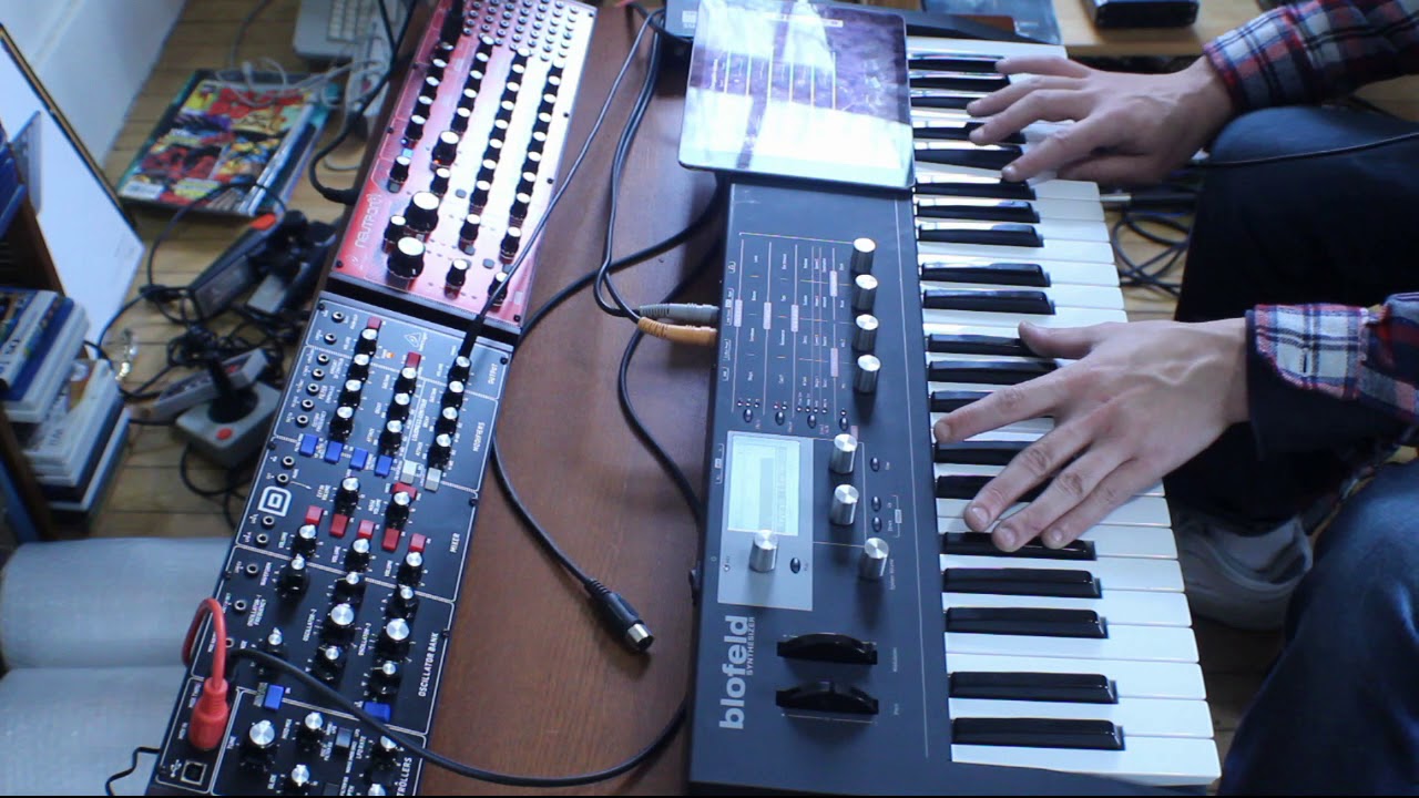 Behringer Model D & Neutron with Waldorf Blofeld & Korg Gadget iOS