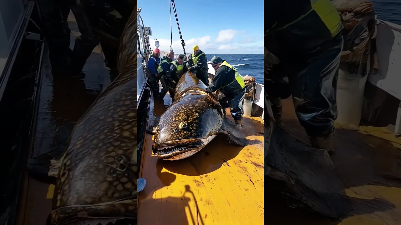 Struggling with a Massive Atlantic Cod on the Boat
