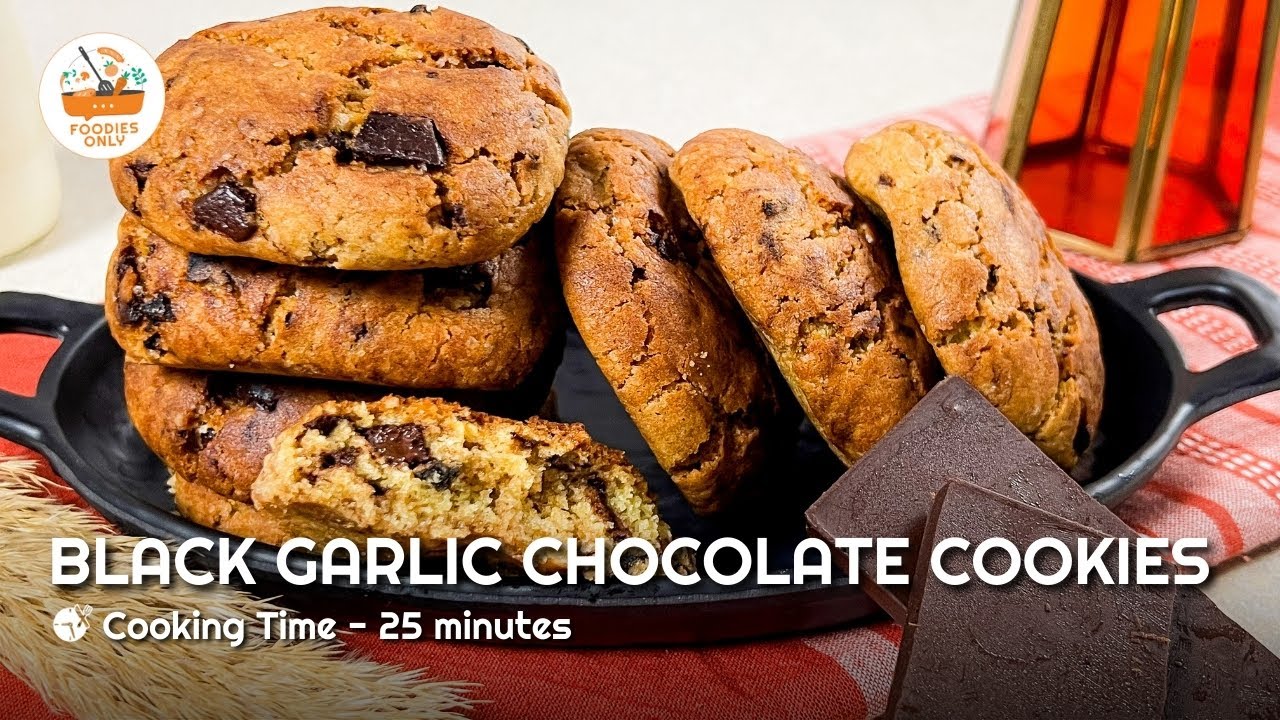 Soft & Chewy Black Garlic Chocolate Cookies | Easy Cookie Recipe | Foodies Only