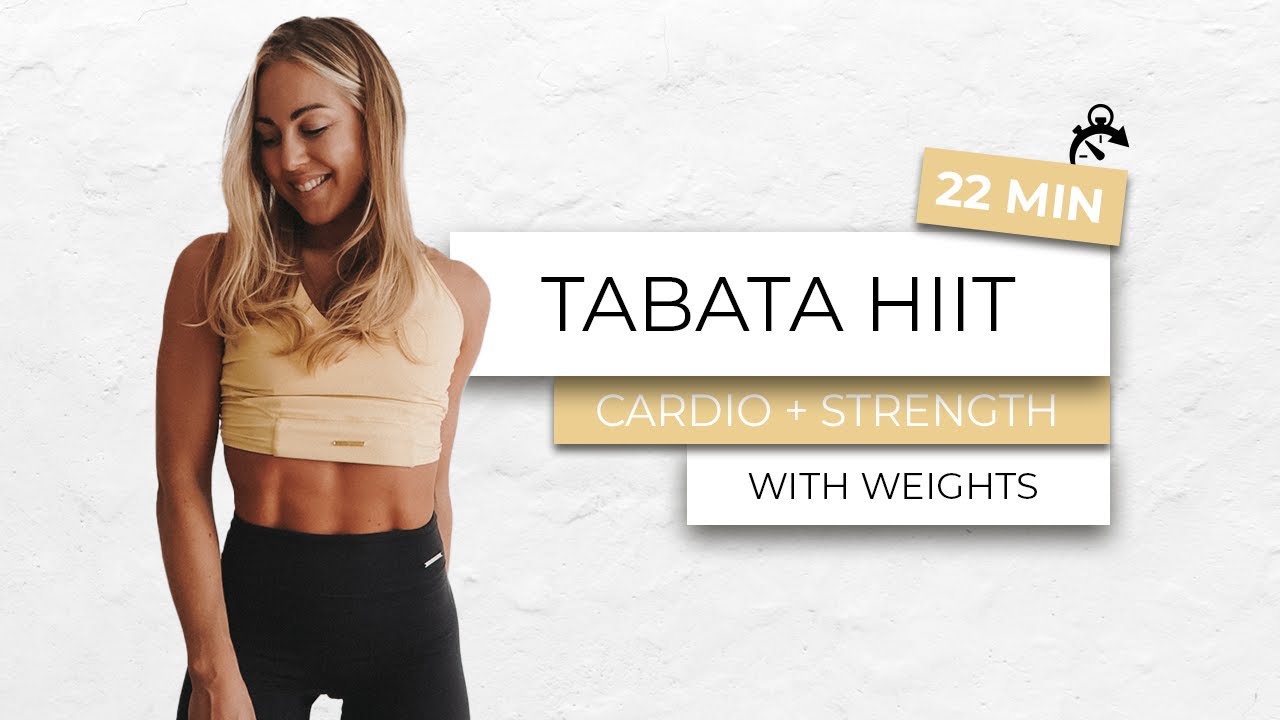 22 MIN TABATA HIIT - Full body Workout - with weights - no repeat