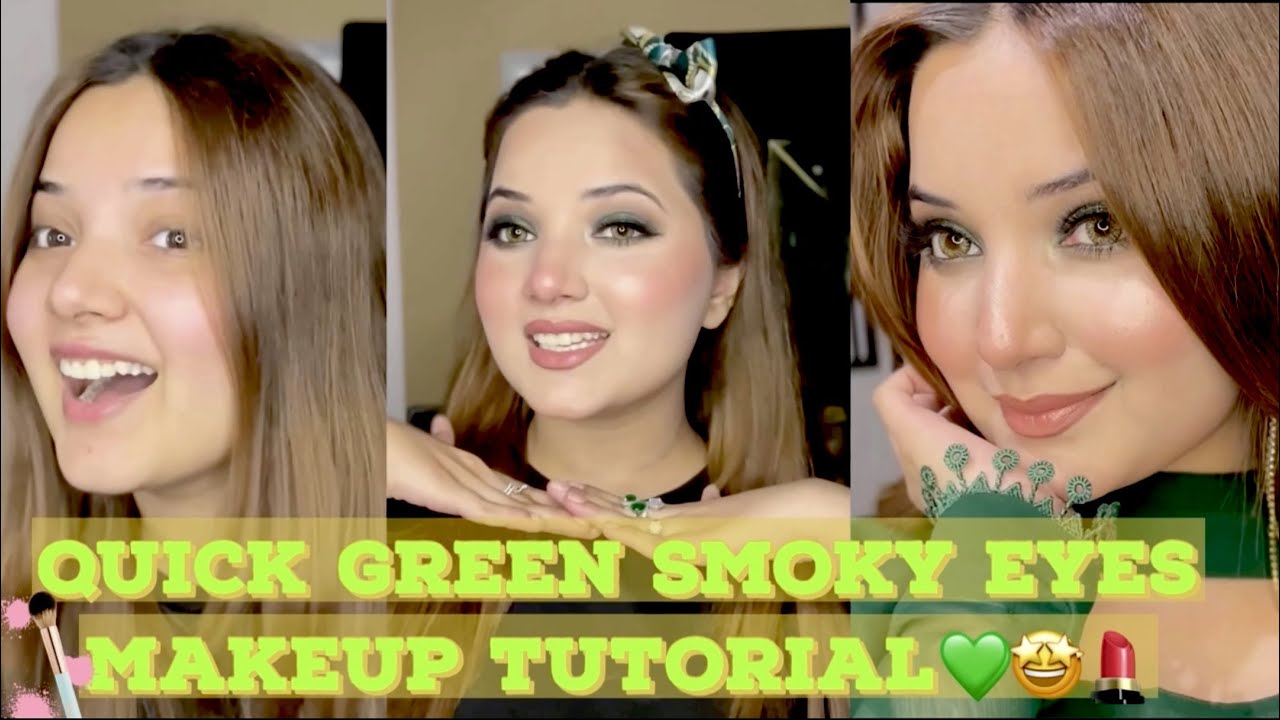 QUICK GREEN SMOKY EYES MAKEUP TUTORIAL🌲💚|BY RABEECA KHAN|