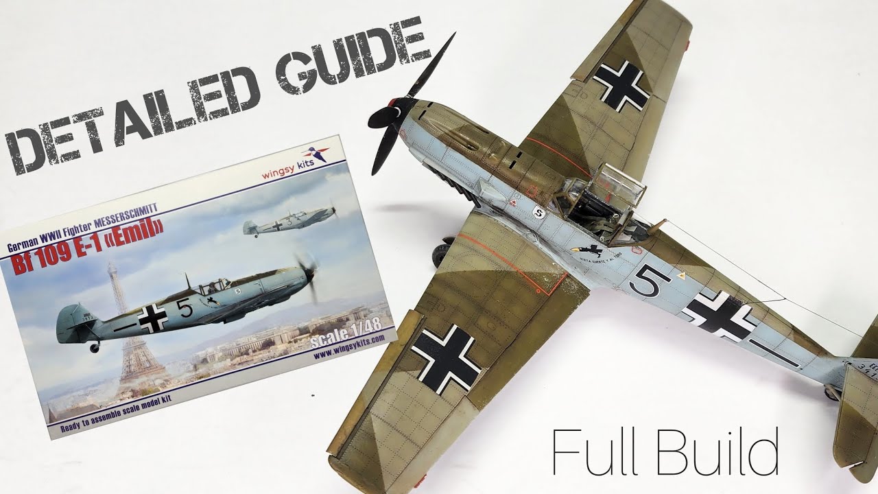 Full Build 1:48 Wingsy Kits Messerschmitt Bf 109 E-1 Detailed Camouflage, Construction Scale Model